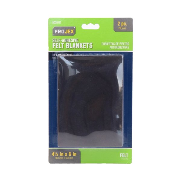 Projex Felt Self Adhesive Surface Pad Brown Rectangle 4-1/2 in. W X 6 in. L , 2PK P0115